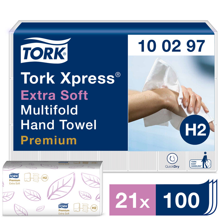 Tork Premium двухслойные ультрамягкие листовые полотенца Z сложения 100 шт., 34x21,2cm H2